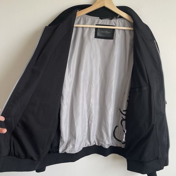 Calvin Klein Black Bomber Jacket Men’s Size XL Full Zip Utility Pockets - Picture 11 of 14